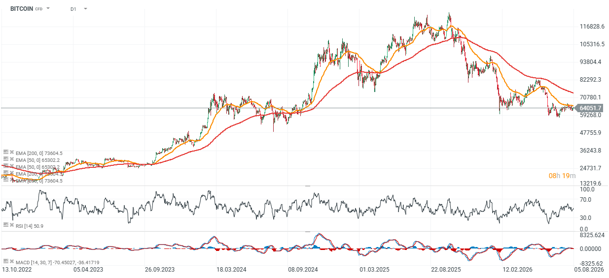 Graf Bitcoinu na denním intervalu.