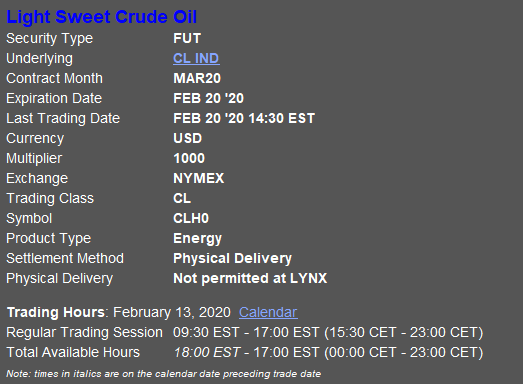 Light Sweet Crude Oil