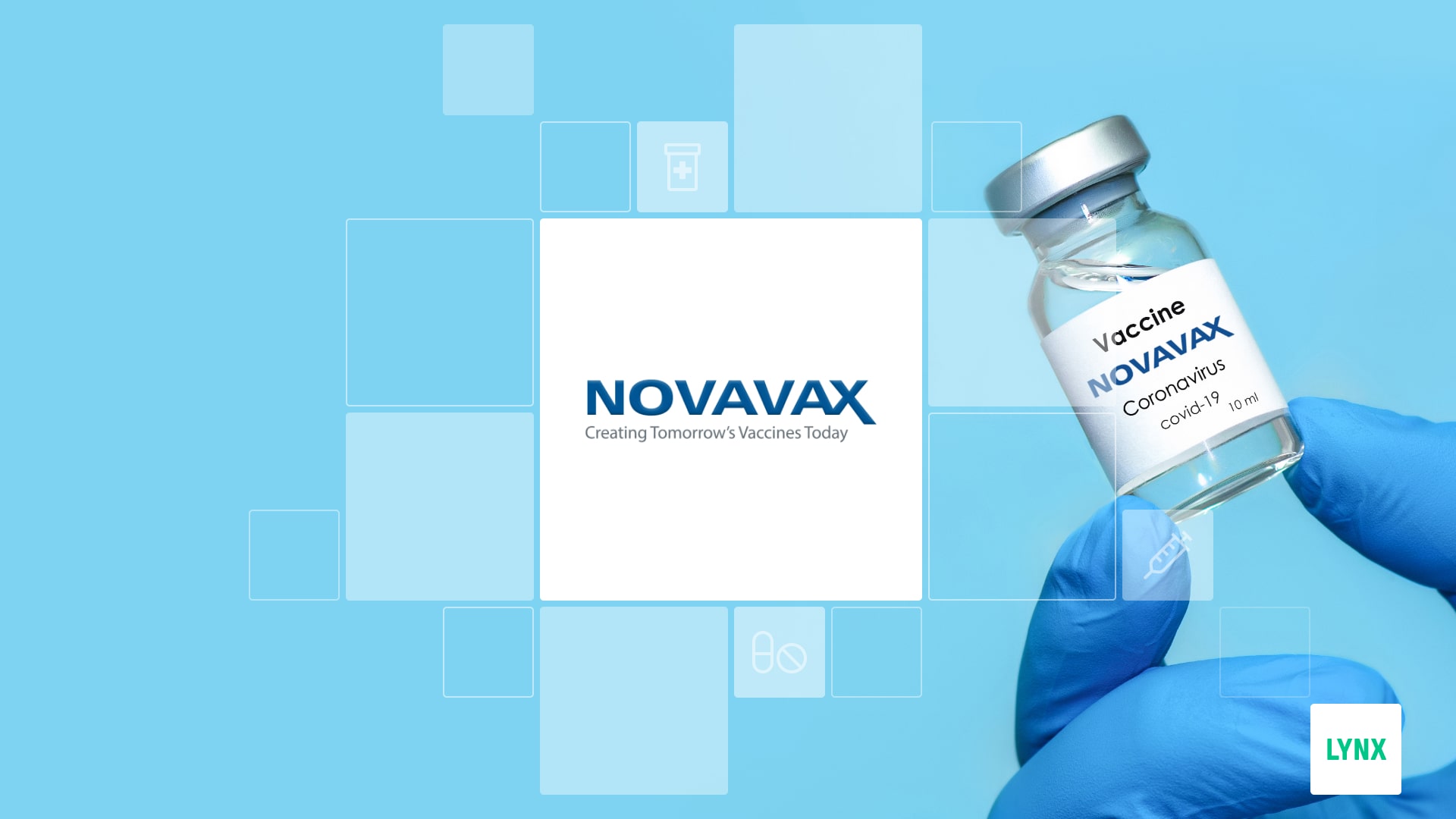 Logo a vakcína společnosti Novavax