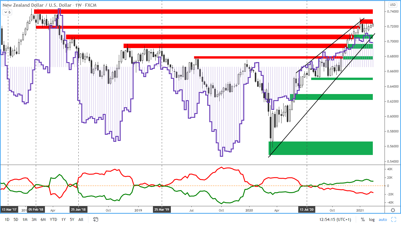 COT report - novozélandský dolar - 12. 2. 2021