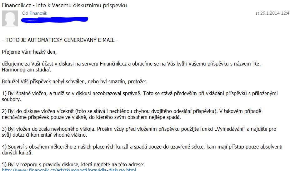 odpověď na závadný příspěvek odpověď na závadný příspěvek